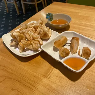 Crab Rangoon and Spring Roll