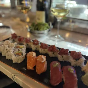 Sake Avo, Tuna Poke, Akami &amp; Sake Nigiri
