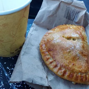 Cup of Espresso  and apple pie. Yummm.