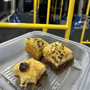 dark chocolate almond &amp; dark chocolate walnut baklava