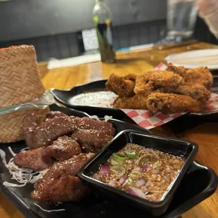 Pork jerky (front) and BAB wings (back)