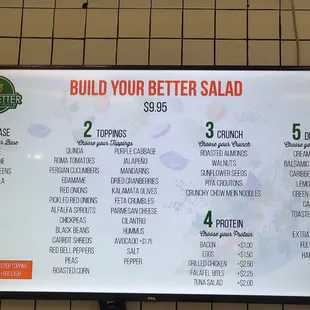 Menu build your own