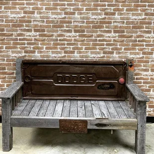 Our new bench made from an old Dodge pick up!