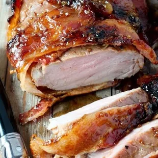 Bacon Wrapped Honey Glazed Pork Loin