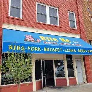 the front of the restaurant