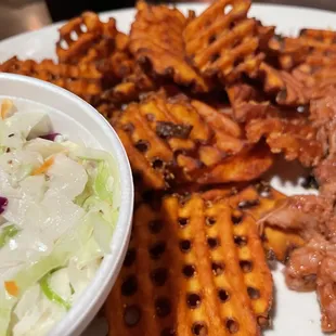 Sweet Potato Waffle Fries. Crispy and NOT greasy