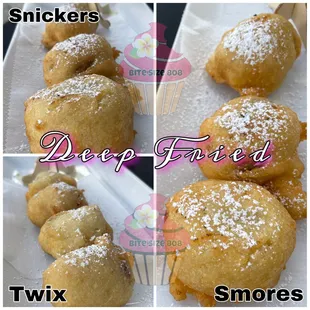 four different views of a dessert