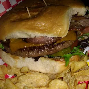 Half pound Angus bacon cheese burger