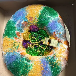 a mardi gras donut