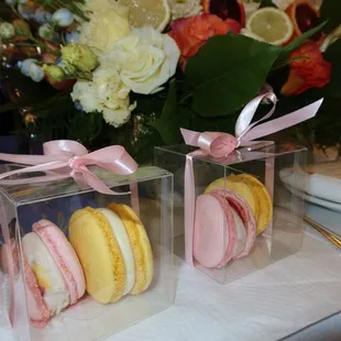 Polina also baked up macaron boxes as party favors for each guest - raspberry &amp; mango-lemon (both heavenly, the raspberry was my favorite).