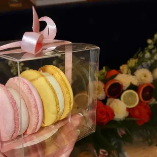 Polina also baked up macaron boxes as party favors for each guest - raspberry &amp; mango-lemon (both heavenly, the raspberry was my favorite).