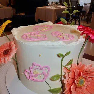 We had the &apos;Letter Cake&apos; made with honey biscuits, white chocolate ganache, &amp; berry confit.