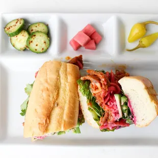 Korean Spicy Pork Banh Mi Sandwich