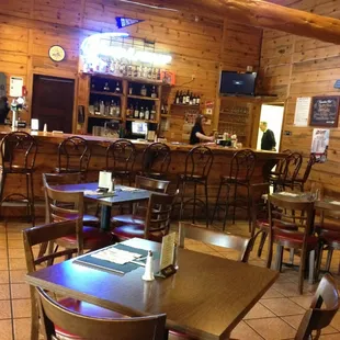 tables and chairs in a restaurant