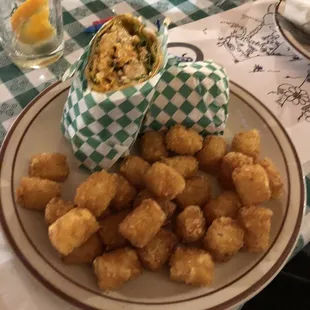 Buffalo Wrap with Tater Tots