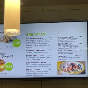 Breakfast menu