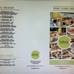 Grand Opening Menu