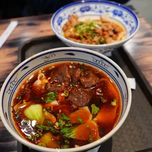 (Front) Beef Noodle soup with hand pulled noodles