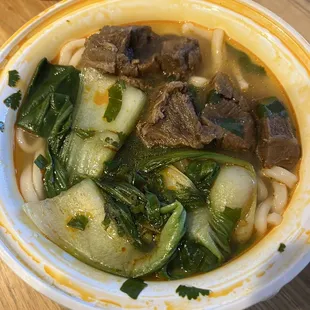 Don&apos;t believe the hype. Got the beef stew. $12. 4 small pieces of beef, 2 pieces of Bok Choi. Lots of noodles. Ok broth. Won&apos;t be back.