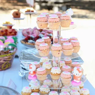 a display of cupcakes