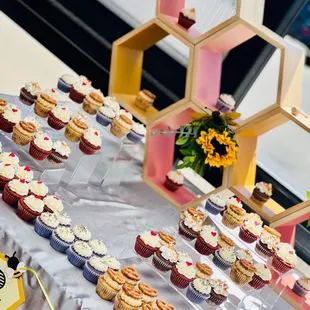 Mini cupcakes- S'mores, Gluten-free Red Velvet, Lavender and Honey, &amp; Salted Caramel Pretzel