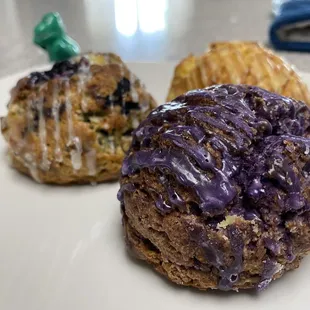 Ube scone in foreground