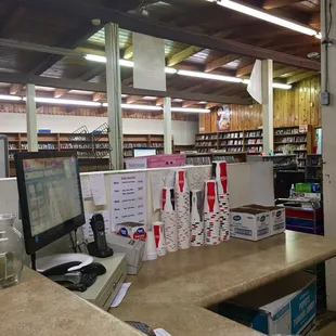 View from the counter, looking into the adjacent DVD store