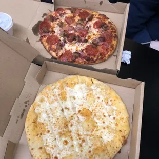 Meat lovers pizza, cheese breadsticks. Appearance 7/10 taste hard 3/10.