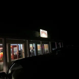 Pizza parlor sign outside Bits &amp; Pizzas