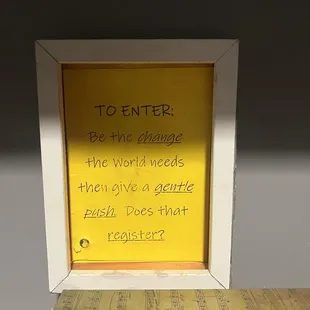 a sign in a frame