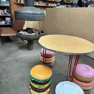 Some of the seating inside