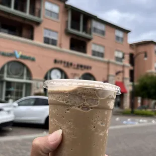 Frozen Toffee with an ADD shot AND oatmilk! Woo hoo! Hee