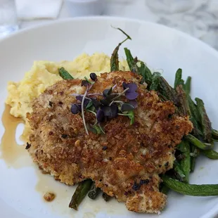 Pecan crusted chicken dinner