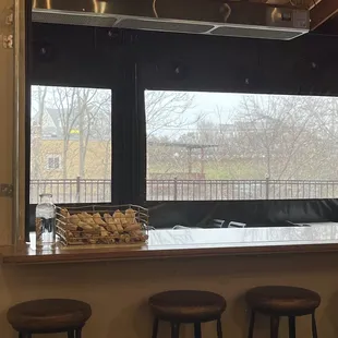 View from the bar on a nice snowy day.