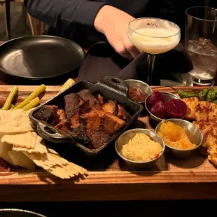 Barbecuterie platter and Whiskey Sour