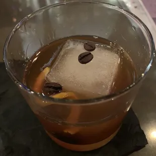 I can't remember the name of this but it was basically a coffee old fashioned