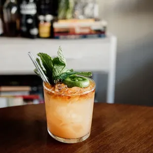 a cocktail on a table