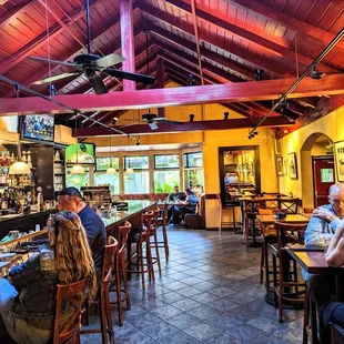 Indoor seating by bar