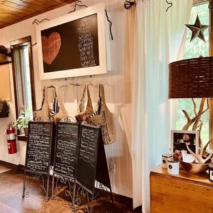 chalkboard menus on the wall