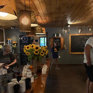 a group of people in a coffee shop