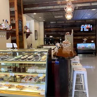 Order counter and cake display case at Bittersweet Confections