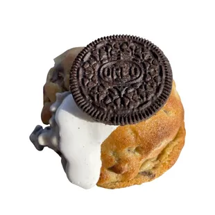 an oreo sandwich with cream filling