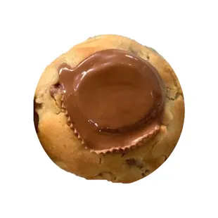 a peanut butter cookie with chocolate frosting