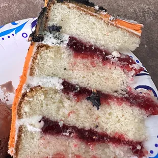a slice of cake on a plate