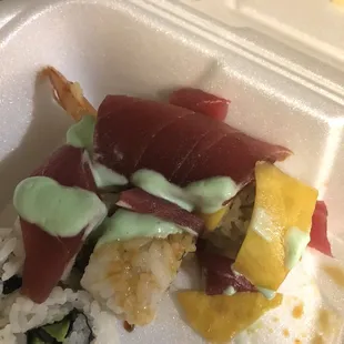 Old dried mango. Plating was pathetic.