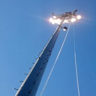 Servicing the sports lighting at Isotopes Park