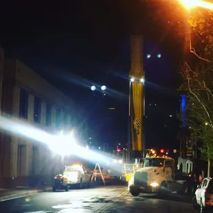 Assisting with the install of a new US Eagle Sign in Downtown Abq