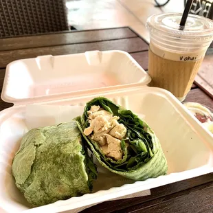 Grilled Chicken Wrap and Iced Vanilla Chai Latte