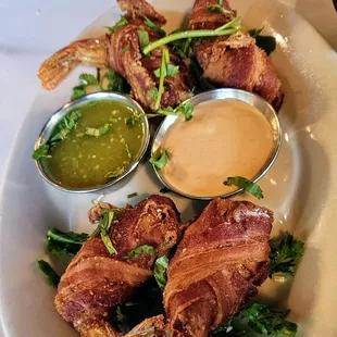 Over fried Costa Azul Shrimp wrapped in bacon stuffed with boring American ham