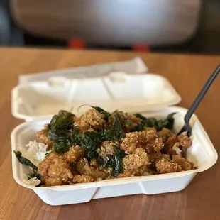 Garlic chicken from outside food truck.